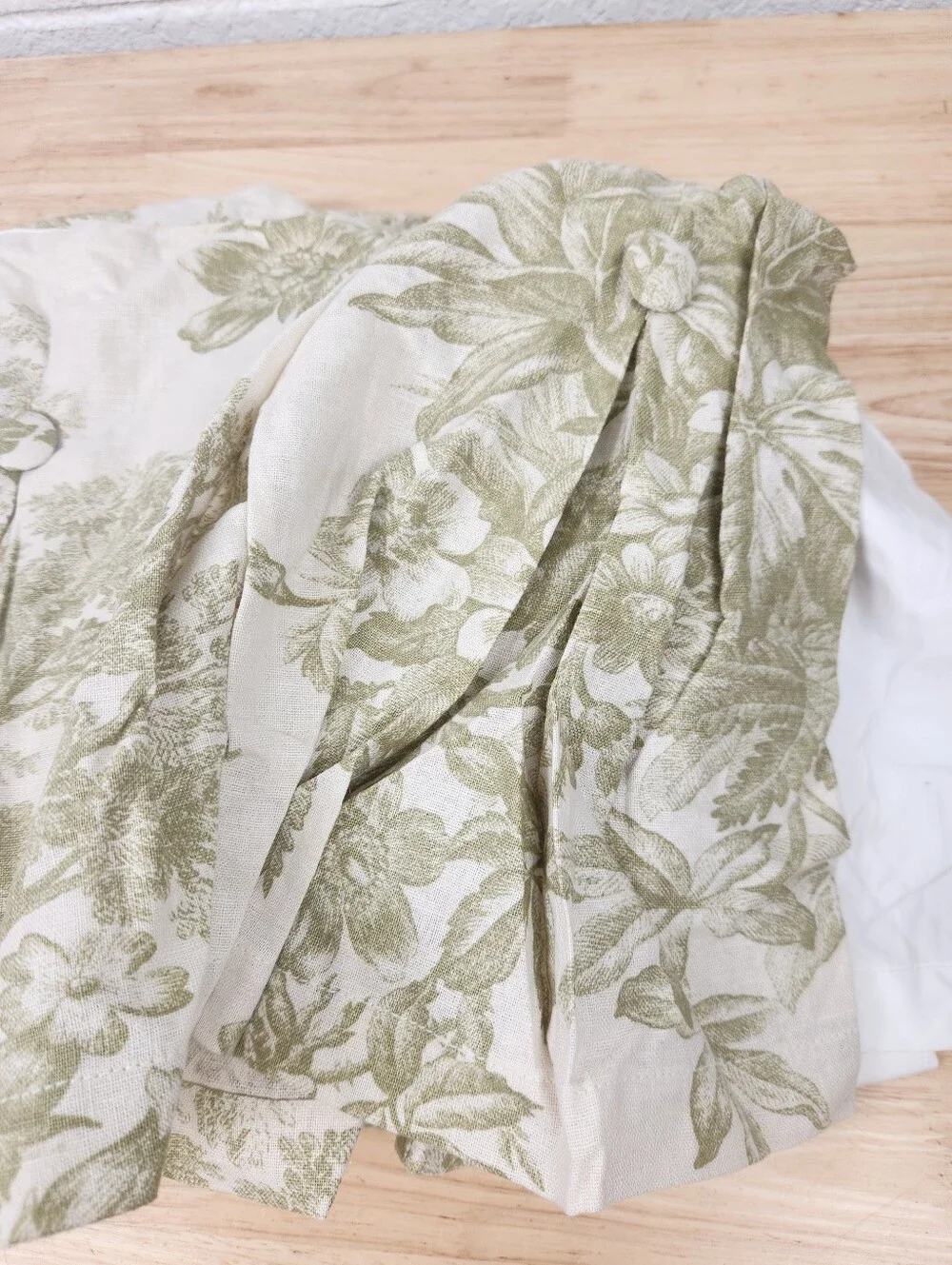 Pottery Barn Toile Queen Bed Skirt Linen Blend Farmhouse French Country Cottage